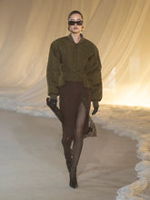 Balmain Brown Lace-Trimmed Knit Midi Skirt