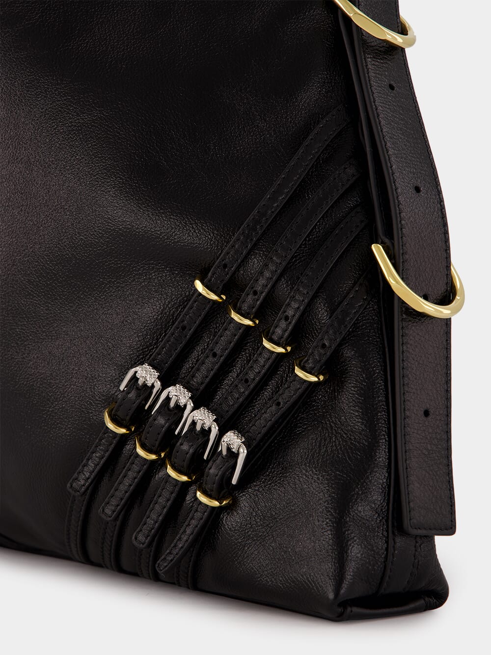 Black Medium Voyou Bag with Buckles