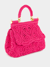 Dolce & Gabbana Fuxia Lace Cotton Top Handle Bag