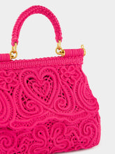 Dolce & Gabbana Fuxia Lace Cotton Top Handle Bag