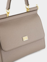 Dolce & Gabbana Taupe Small Dauphine Leather Sicily Bag