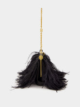 Dolce & Gabbana Black Medium Marlene Satin Shoulder Bag with Ostrich Feathers