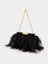 Dolce & Gabbana Black Medium Marlene Satin Shoulder Bag with Ostrich Feathers