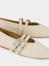 Le Monde Beryl Ecru Leather Classic Claudia Slippers