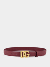 Dolce & Gabbana Bordeaux DG Logo Sunset Calfskin Belt
