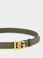 Dolce & Gabbana Military Green DG Logo Sunset Calfskin Belt