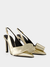Givenchy Golden Twisted Ribbon Metallic Slingback Pumps