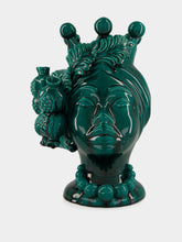 Les Ottomans Emerald Green Ceramic Woman Head Vase