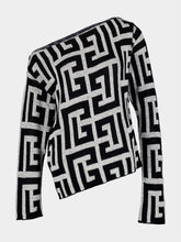 Balmain Asymmetric Monogram Jacquard Top