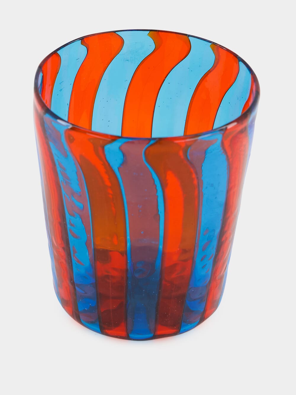 Turquoise and Red Striped Glass