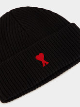 Ami Paris Black Wool Ami de Coeur Beanie