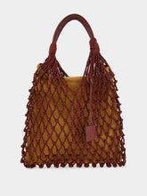 Big Marble Coffee Bean Leather Macramé Maxi Purse