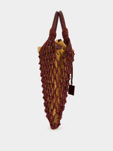 Paula Big Marble Coffee Bean Leather Macramé Maxi Purse