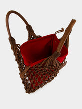 Paula Big Marble Red Dahlia Leather Macramé Maxi Purse