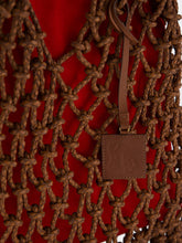 Paula Big Marble Red Dahlia Leather Macramé Maxi Purse