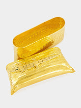 Begüm Khan Gold-Plated Crocodile Evening Clutch