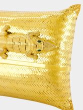 Begüm Khan Gold-Plated Crocodile Evening Clutch