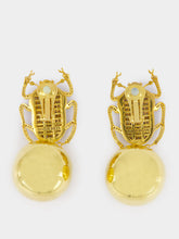 Begüm Khan Gold Pharaoh Party Earrings with Crystals