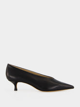 Le Monde Beryl Black Leather Babouche Kitten Pumps