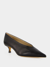 Le Monde Beryl Black Leather Babouche Kitten Pumps