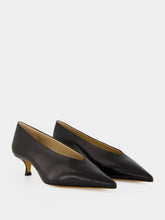 Le Monde Beryl Black Leather Babouche Kitten Pumps