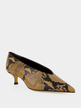 Le Monde Beryl Fango Snake-Effect Babouche Kitten Pumps