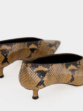 Le Monde Beryl Fango Snake-Effect Babouche Kitten Pumps