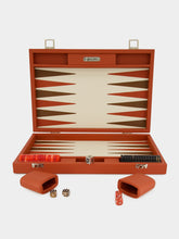 Hector Saxe Paris Brick Orange Large Grained Leather Backgammon