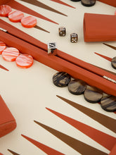 Hector Saxe Paris Brick Orange Large Grained Leather Backgammon