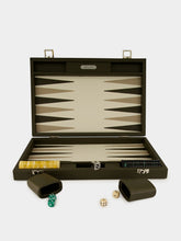 Hector Saxe Paris Kaki Foncé Large Grained Leather Backgammon Set