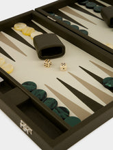 Hector Saxe Paris Kaki Foncé Large Grained Leather Backgammon Set