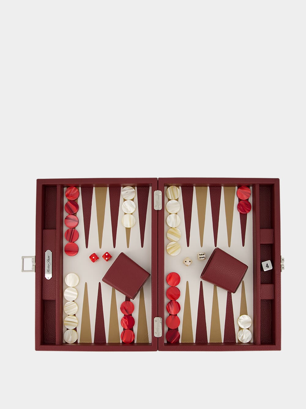 Medium Leather Backgammon in Buffalo Cremisi