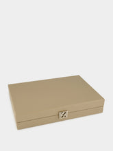Hector Saxe Paris Greige Medium Grained Leather Backgammon Set