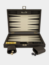 Hector Saxe Paris Anthracite Grey Medium Leather Backgammon Set