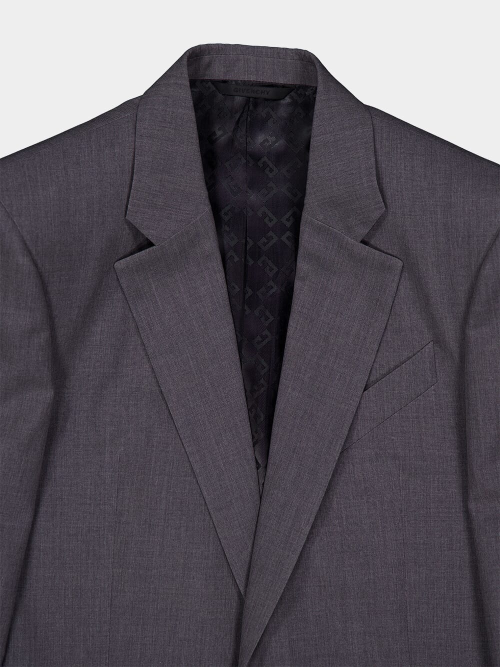 Grey Slim Fit Wool Jacket with 2G Clip