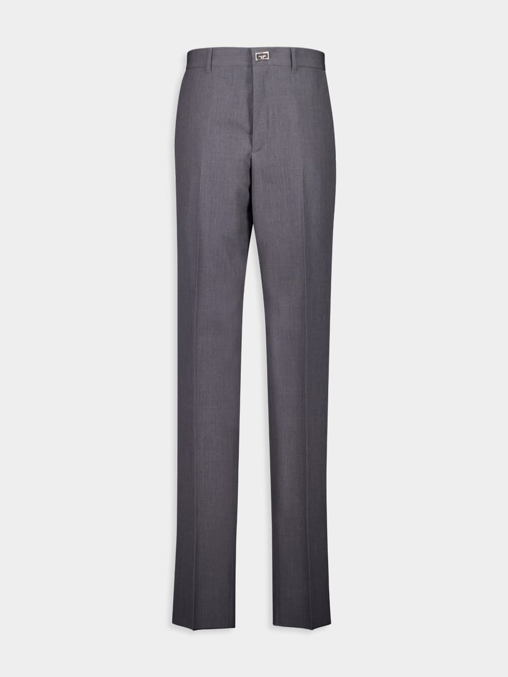 Medium Grey Slim-Fit Wool Tailored Pants