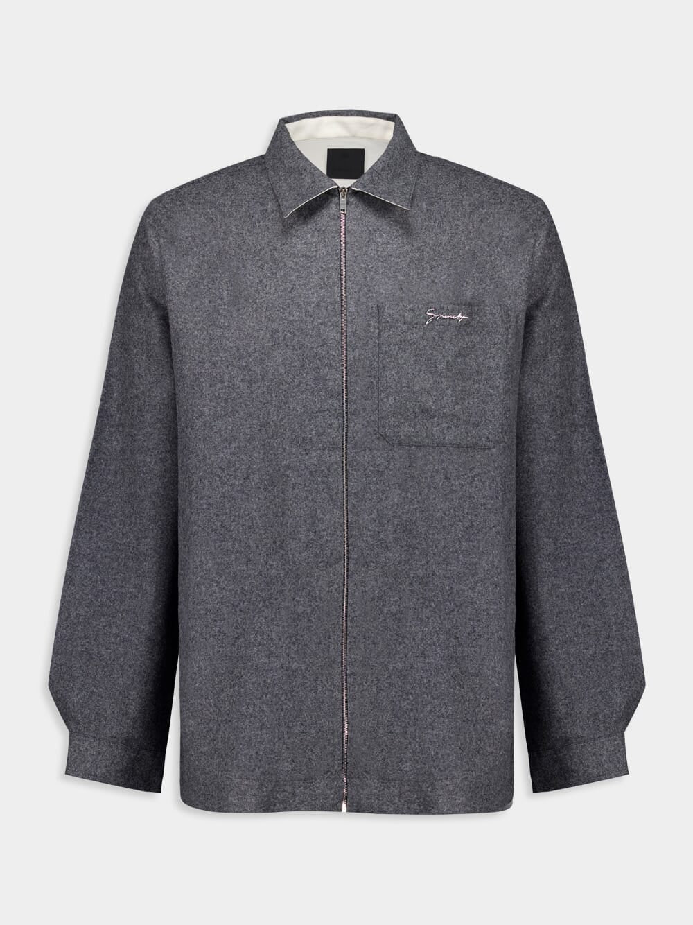 Grey Wool Zipped Shirt