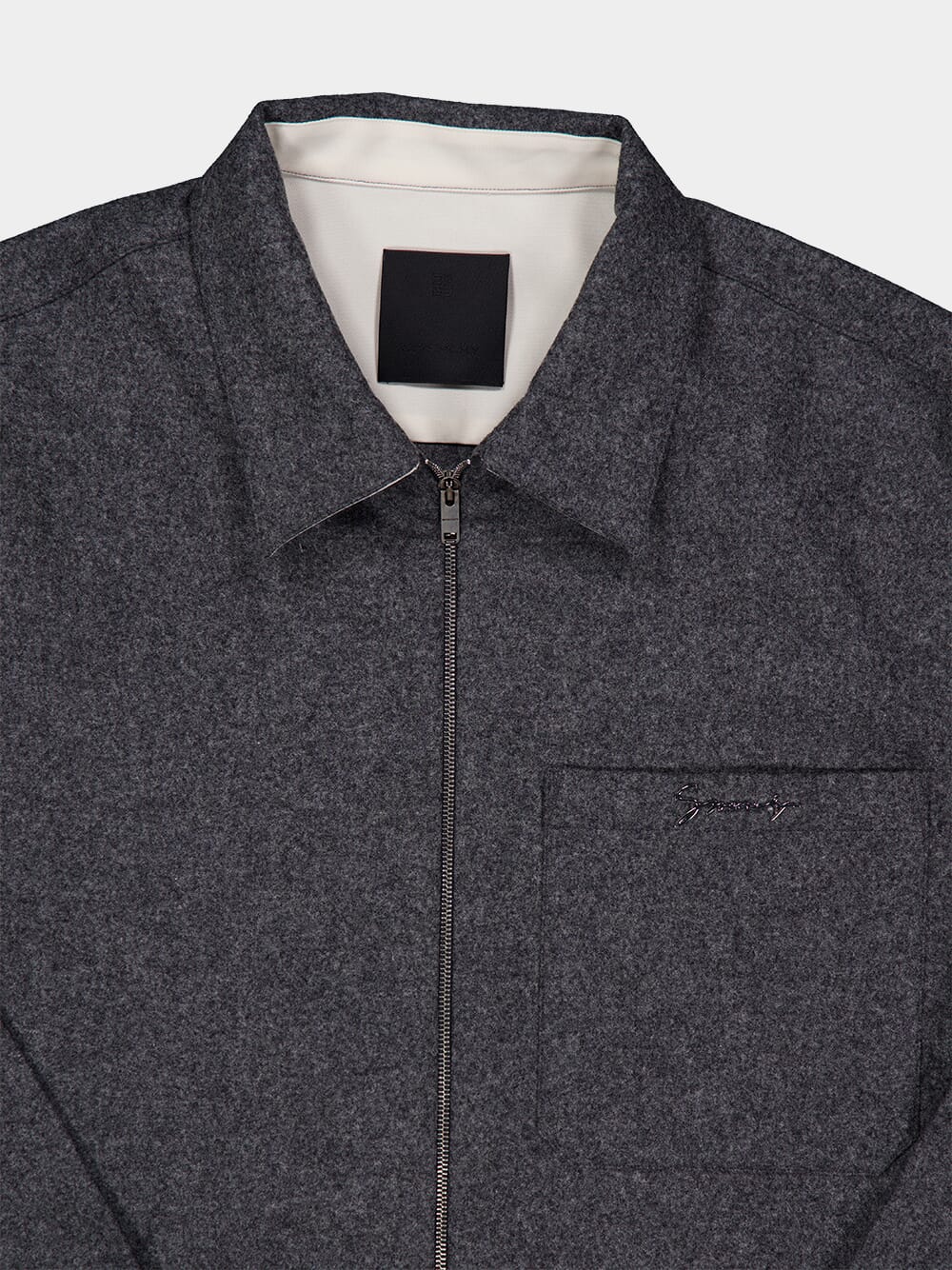 Grey Wool Zipped Shirt