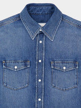 Givenchy Medium Blue Shadow Denim Couture Seam Shirt