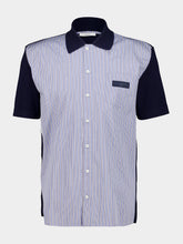 Givenchy Navy Pinstripe Knit Mix Short-Sleeve Shirt