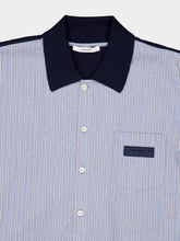 Givenchy Navy Pinstripe Knit Mix Short-Sleeve Shirt