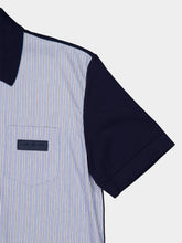 Givenchy Navy Pinstripe Knit Mix Short-Sleeve Shirt