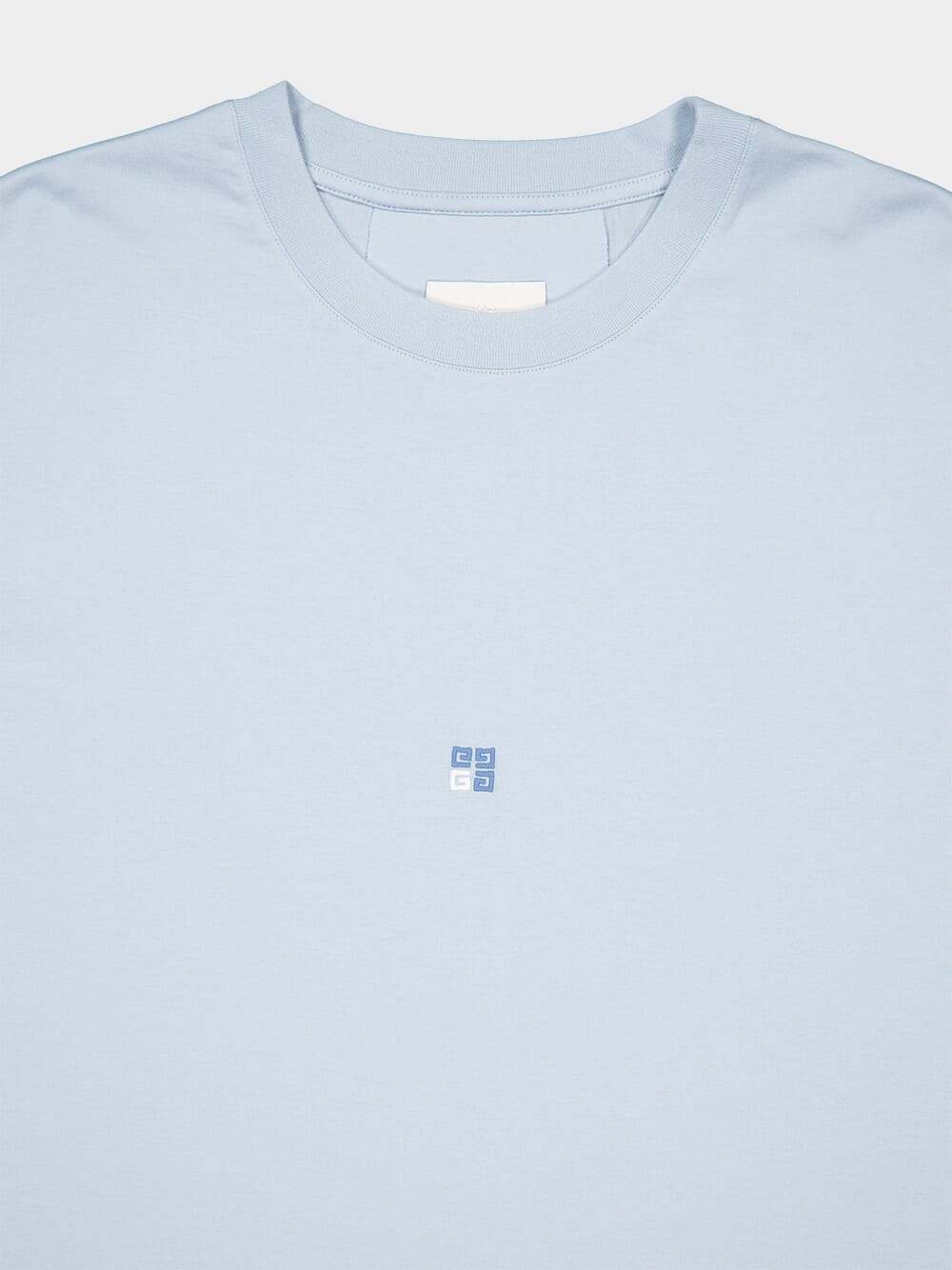 Light Blue Embroidered Cotton T-Shirt