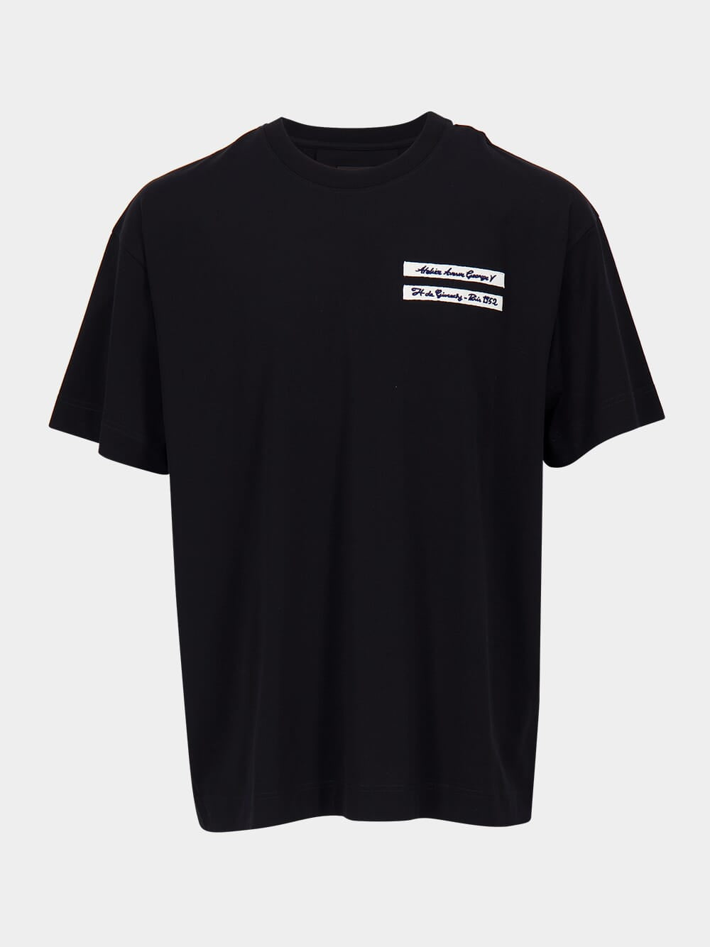 Black Cotton T-Shirt with Grosgrain Detail