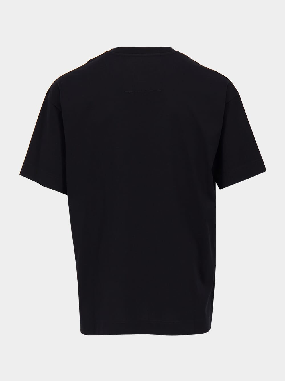 Black Cotton T-Shirt with Grosgrain Detail