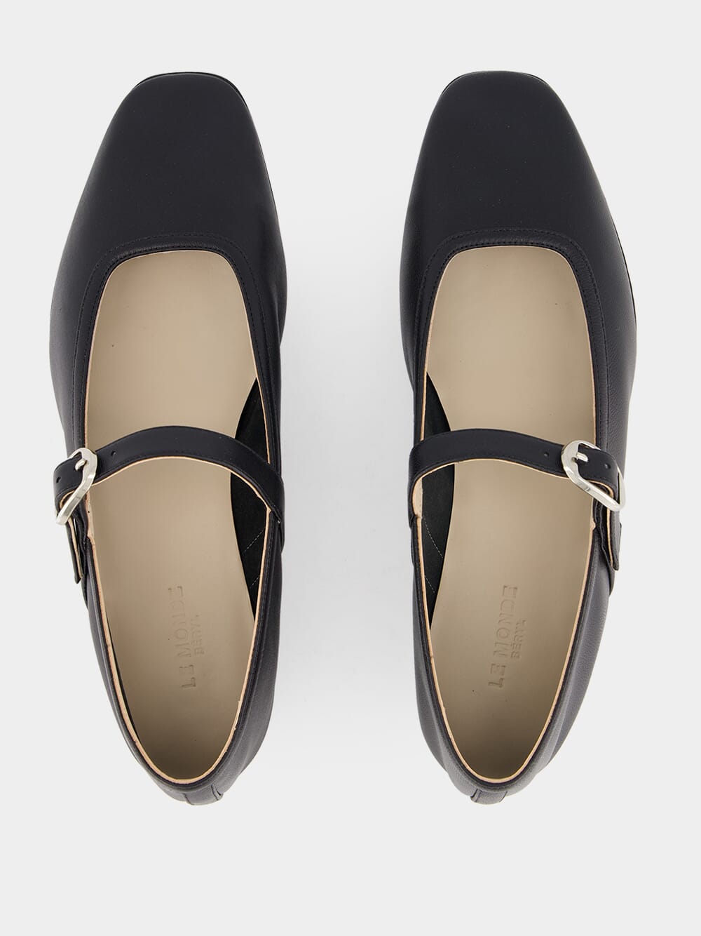 Le Monde Beryl Black Leather Mary Jane Flats | Fashion Clinic