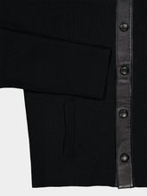 Givenchy Black Leather-Trim Knit Cardigan