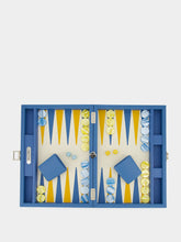 Hector Saxe Paris Blue Lisboa Destination Leather Grained Backgammon