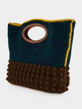 Marni Brown Knotty Wool Crochet Clutch Bag