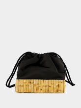Glorinha Paranaguá Black Tokio Satin and Bamboo Bucket Bag